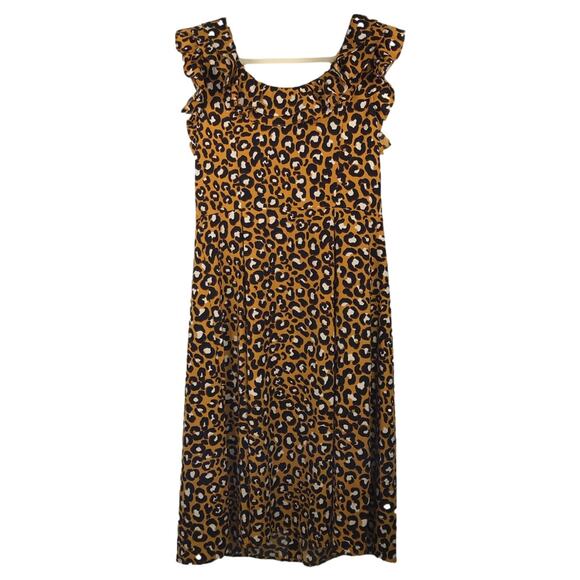 Who What Wear Dress Medium Leopard Ruffle Feminine‎ Resort Mediterranean Cruise - Picture 7 of 12